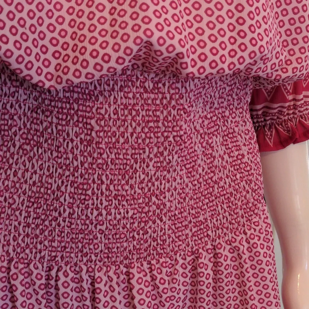 CEZELE  Pink Geometric Bohemian Summer Midi Dress Small - Picture 17 of 17